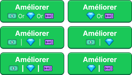 Variantes de boutons d’amélioration par Sébastien