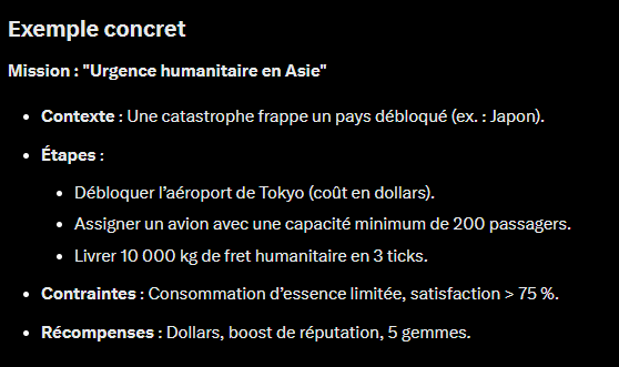Exemple de boucle de mission pour My Airline Manager, avril 2025